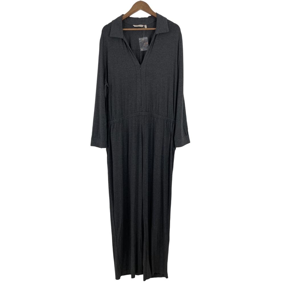 Soft Surrounding Collared Gray Front Zip V-Neck JumpSuit Women's 2X NWOT